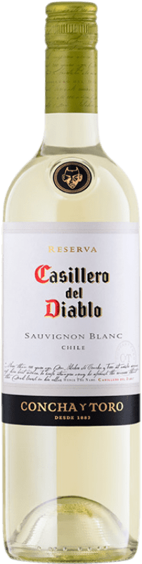 10,95 € Envio grátis | Vinho branco Concha y Toro Casillero del Diablo I.G. Valle Central Vale Central Chile Sauvignon Branca Garrafa 75 cl