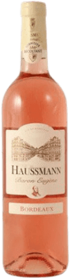 8,95 € Envio grátis | Vinho Rosé Haussmann Famille Baron Eugèn Rosé Jovem A.O.C. Bordeaux França Merlot, Cabernet Franc 75 cl