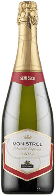 6,95 € Envoi gratuit | Vin Mousseux Blanc Marqués de Monistrol Semiseco — Demi-Sec Sélection, Spécial Réserve D.O. Cava Catalogne Espagne Macabeo — Macabeu, Xarel·lo, Parellada Bouteille 75 cl