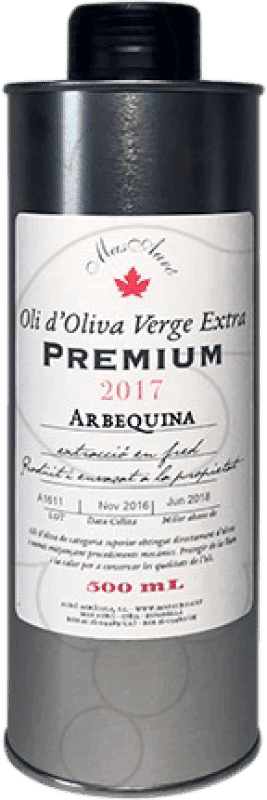 22,95 € Envío gratis | Aceite de Oliva Mas Auró AOVE Virgen Extra España Arbequina Lata 50 cl