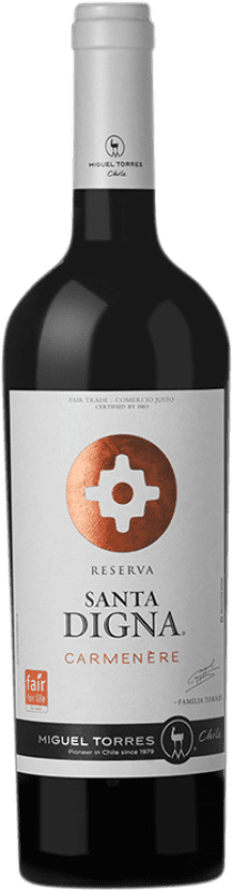 12,95 € Envoi gratuit | Vin rouge Miguel Torres Santa Digna Negre Réserve I.G. Valle Central Vallée centrale Chili Carmenère Bouteille 75 cl