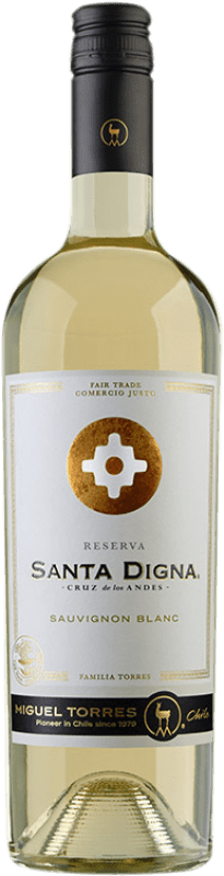 10,95 € 免费送货 | 白酒 Miguel Torres Santa Digna I.G. Valle Central 中央谷地 智利 Sauvignon White 瓶子 75 cl