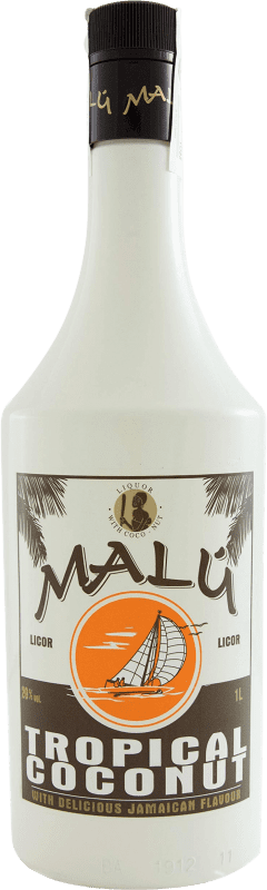 7,95 € Envío gratis | Licores Malú. Tropical Coconut España Botella 1 L