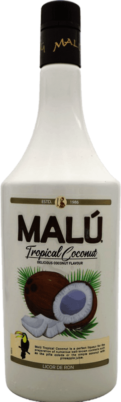 11,95 € Envío gratis | Licores Malú. Tropical Coconut España Botella 1 L