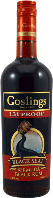 45,95 € 免费送货 | 朗姆酒 Gosling's Black Seal 151 Proof Extra Añejo 百慕大 瓶子 75 cl