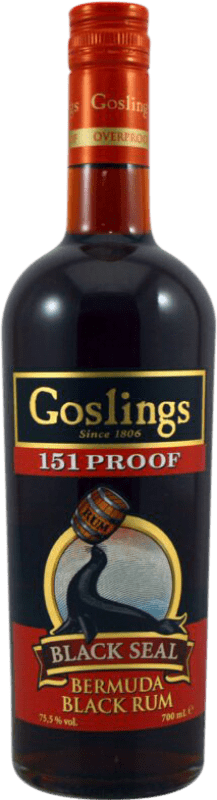 48,95 € Kostenloser Versand | Rum Gosling's Seal 151 Proof Black — Edition Schwarz XA Extra Añejo — Extra Gereift Bermuda 75 cl