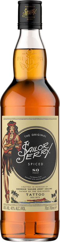 25,95 € Envío gratis | Ron Sailor Jerry Rum Spiced Añejo 80 Proof Reino Unido Botella 70 cl
