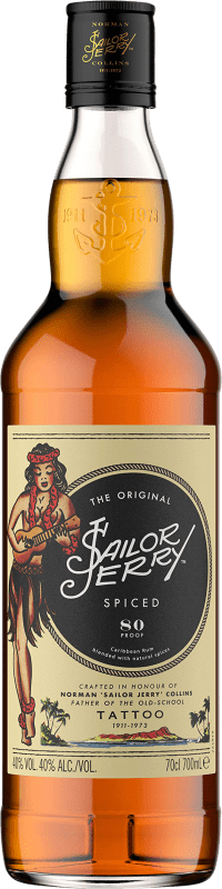 26,95 € Kostenloser Versand | Rum Sailor Jerry Rum Spiced Añejo 80 Proof Großbritannien Flasche 70 cl