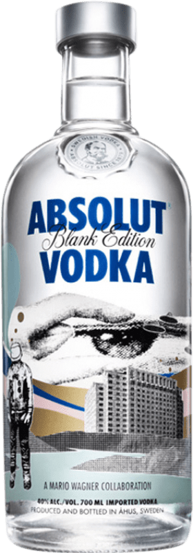 86,95 € Envio grátis | Vodka Absolut Blank M. Wagner Edição Limitada Suécia 70 cl