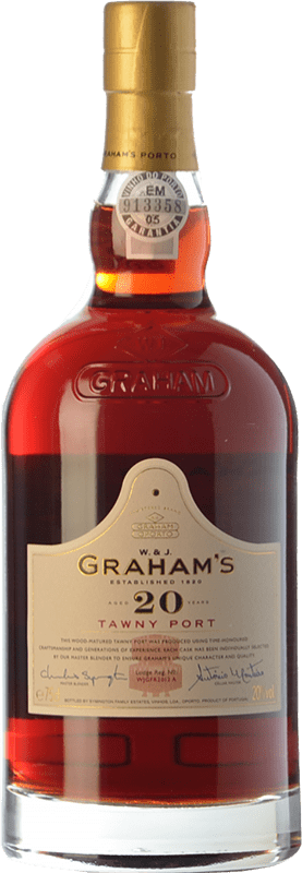 51,95 € Envío gratis | Vino Generoso Fortificado Graham's Tawny I.G. Porto Oporto Portugal Tempranillo, Touriga Franca, Touriga Nacional, Tinta Amarela, Tinta Cão, Tinta Barroca 20 Años Botella 75 cl