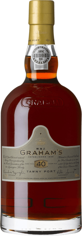 151,95 € Envío gratis | Vino Generoso Fortificado Graham's Tawny I.G. Porto Oporto Portugal Tempranillo, Touriga Franca, Touriga Nacional, Tinta Amarela, Tinta Cão, Tinta Barroca 40 Años Botella 75 cl
