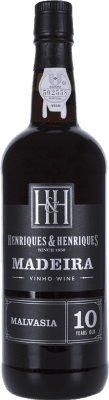 45,95 € Envío gratis | Vino Generoso Fortificado H&H Henriques & Henriques I.G. Madeira Portugal Malvasía 10 Años 75 cl