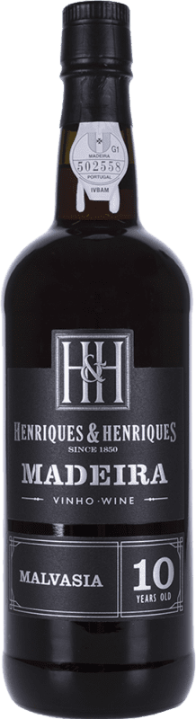 51,95 € Free Shipping | Fortified wine H&H Henriques & Henriques I.G. Madeira Portugal Malvasía 10 Years Bottle 75 cl