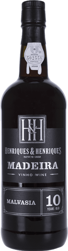 45,95 € Бесплатная доставка | Креплёное вино H&H Henriques & Henriques I.G. Madeira Португалия Malvasia — Мальвасия 10 Лет Бутылка 75 cl