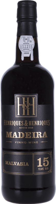 58,95 € Envío gratis | Vino generoso H&H Henriques & Henriques I.G. Madeira Portugal Malvasía 15 Años Botella 75 cl