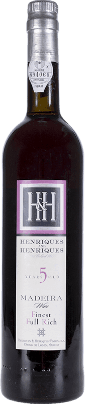 24,95 € Бесплатная доставка | Крепленое вино H&H Henriques & Henriques Full Rich I.G. Madeira Португалия Malvasía 5 Лет бутылка 75 cl