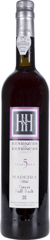 19,95 € Envío gratis | Vino generoso H&H Henriques & Henriques Full Rich I.G. Madeira Portugal Malvasía 5 Años Botella 75 cl