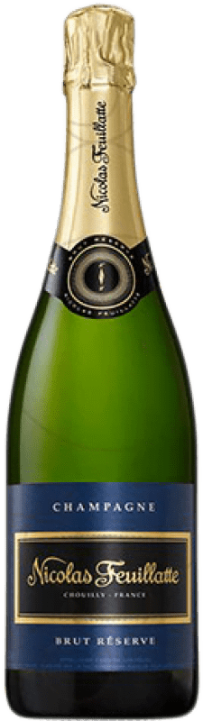 39,95 € Envio grátis | Espumante branco Nicolas Feuillatte Brut Grande Reserva A.O.C. Champagne França Pinot Preto, Chardonnay, Pinot Meunier Garrafa 75 cl