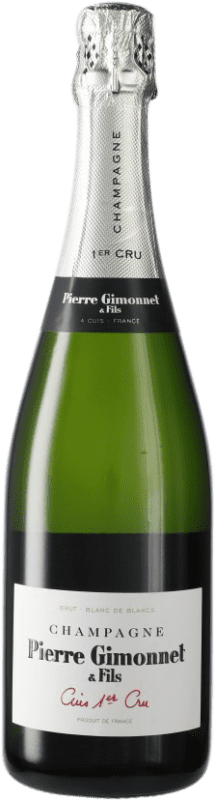 57,95 € Kostenloser Versand | Weißer Sekt Pierre Gimonnet Cuis Brut — Herb 1er Premier Cru Erste Lage Große Reserve — Lange Reifung A.O.C. Champagne Frankreich Chardonnay 75 cl