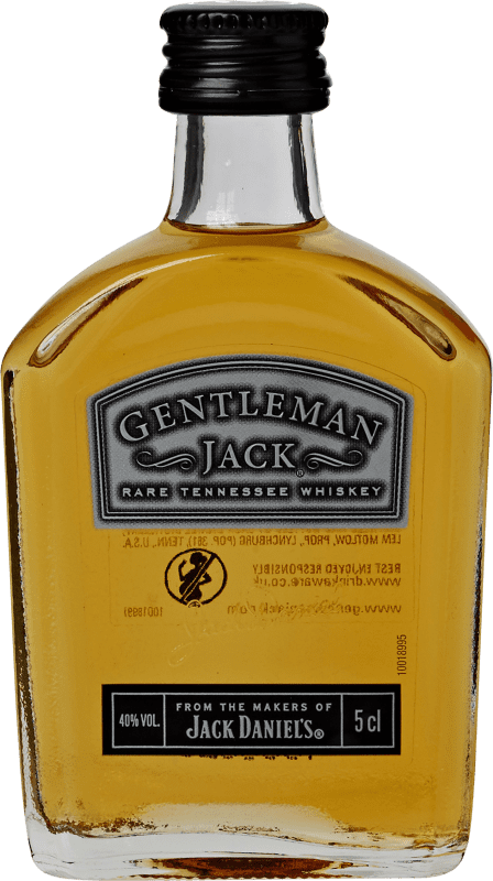 4,95 € Envío gratis | Whisky Bourbon Jack Daniel's Gentleman Jack Reserva Estados Unidos Botellín Miniatura 5 cl