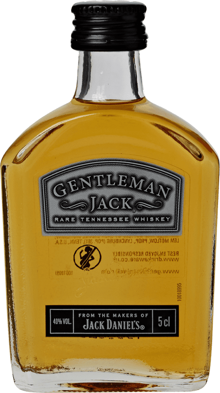 3,95 € Spedizione Gratuita | Whisky Bourbon Jack Daniel's Gentleman Jack Riserva stati Uniti Bottiglietta Mignon 5 cl