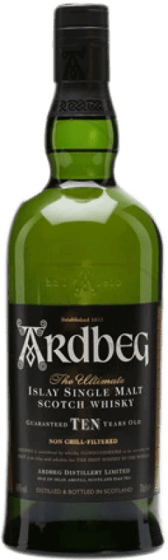44,95 € Envío gratis | Whisky Single Malt Ardbeg Reino Unido 10 Años Botella 1 L