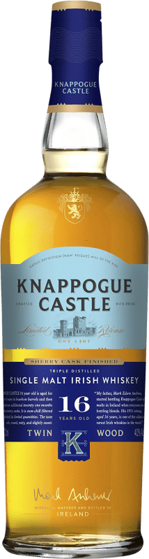 95,95 € 免费送货 | 威士忌单一麦芽威士忌 Knappogue Castle 爱尔兰 16 岁 瓶子 70 cl