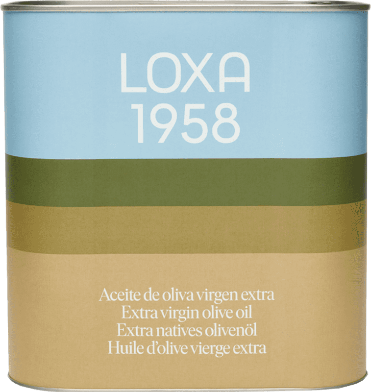 26,95 € Envío gratis | Aceite de Oliva Loxa AOVE Virgen Extra España Lata Especial 2,5 L