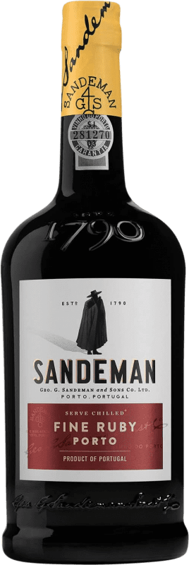 12,95 € Free Shipping | Fortified wine Sandeman Porto Fine Ruby I.G. Porto Porto Portugal Tempranillo, Touriga Franca, Touriga Nacional, Tinta Amarela, Tinta Cão, Tinta Barroca Bottle 75 cl