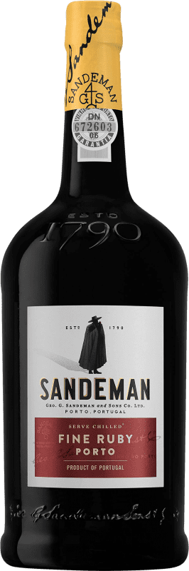 14,95 € 免费送货 | 加强葡萄酒 Sandeman Porto Ruby — 红宝石波特 I.G. Porto 波尔图 葡萄牙 Tempranillo — 丹魄, Touriga Franca, Touriga Nacional, Tinta Amarela, Tinta Cão, Tinta Barroca 瓶装 1 L