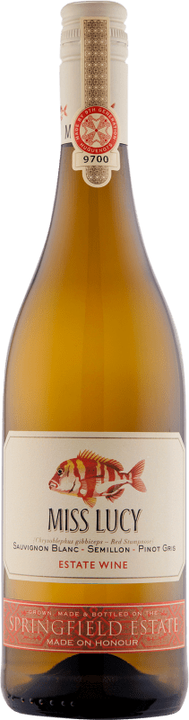 28,95 € Envío gratis | Vino blanco Springfield Miss Lucy Joven Sudáfrica Sauvignon Blanca, Pinot Gris, Sémillon Botella 75 cl