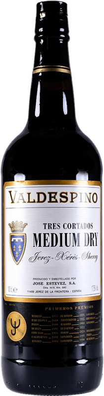 10,95 € Free Shipping | Fortified wine Valdespino 3 Cortados Medium l D.O. Jerez-Xérès-Sherry Andalucía y Extremadura Spain Palomino Fino, Pedro Ximénez Bottle 1 L