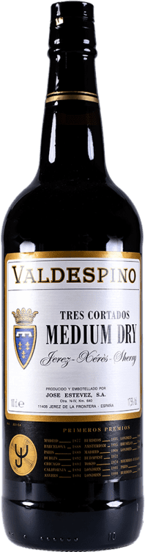10,95 € Бесплатная доставка | Креплёное вино Valdespino 3 Tres Cortados l Medium — Полу D.O. Jerez-Xérès-Sherry Andalucía y Extremadura Испания Palomino Fino, Pedro Ximénez 1 L