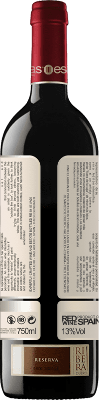 57,95 € Envio grátis | Vinho Tinto Esencias Adilón 18 Meses Seleção, Especial Reserva D.O. Ribera del Duero Castela e Leão Espanha Tempranillo 75 cl