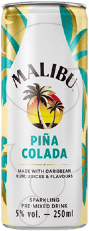 2,95 € Бесплатная доставка | Ликеры Malibu Piña Colada Барбадос Алюминиевая банка 25 cl