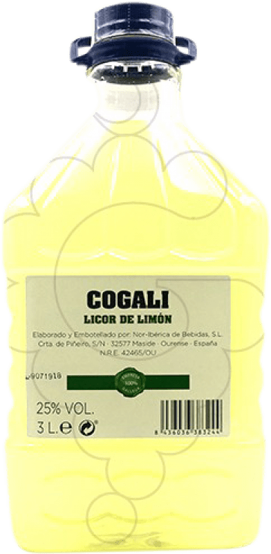 32,95 € Envío gratis | Orujo Aguardiente Nor-Iberica de Bebidas Cogali Limón PET España Garrafa 3 L