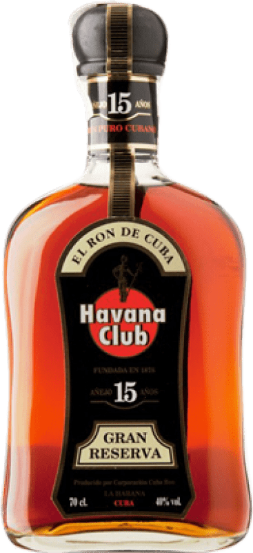 157,95 € Free Shipping | Rum Havana Club Extra Añejo Cuba 15 Years Bottle 70 cl