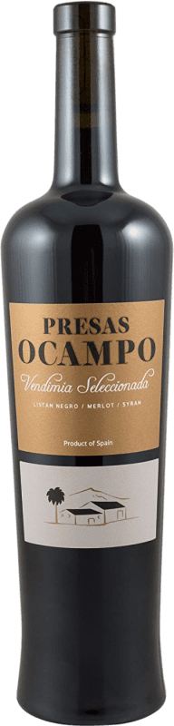 21,95 € 免费送货 | 红酒 Presas Ocampo Vendimia Seleccionada 岁 D.O. Tacoronte-Acentejo 加那利群岛 西班牙 Merlot, Syrah, Listán Black 瓶子 75 cl