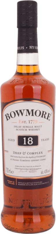 88,95 € 免费送货 | 威士忌单一麦芽威士忌 Morrison's Bowmore Deep & Complex 艾莱 英国 18 岁 瓶子 70 cl
