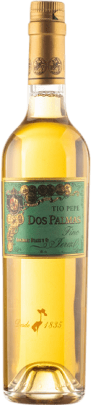 32,95 € 免费送货 | 强化酒 González Byass Tio Pepe Fino Dos Palmas D.O. Manzanilla-Sanlúcar de Barrameda Andalucía y Extremadura 西班牙 Palomino Fino 瓶子 Medium 50 cl