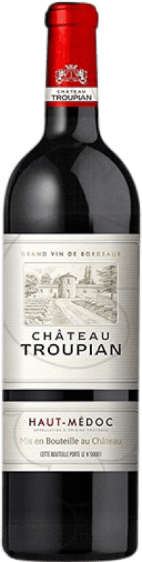 15,95 € Kostenloser Versand | Rotwein Château Troupian Crianza — Kurze Fassreifung A.O.C. Haut-Médoc Bordeaux Frankreich Merlot, Cabernet Sauvignon, Cabernet Franc Flasche 75 cl