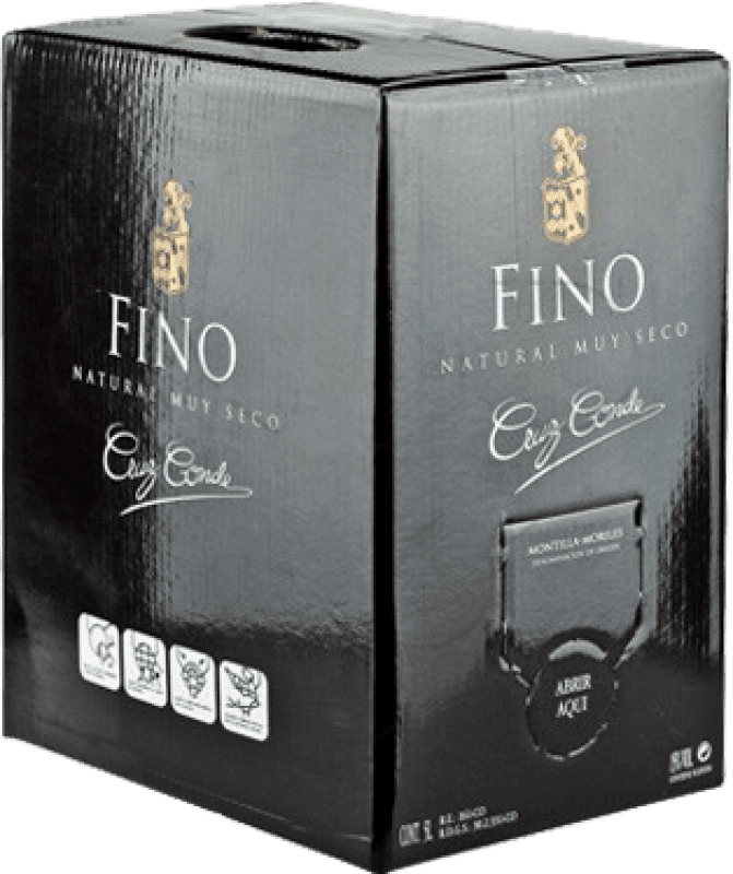 26,95 € Envio grátis | Vinho fortificado Cruz Conde Fino D.O. Montilla-Moriles Andalucía y Extremadura Espanha Pedro Ximénez Bag in Box 5 L