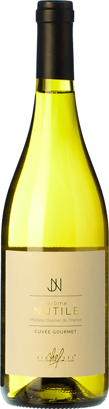 15,95 € Spedizione Gratuita | Vino bianco Wines and Brands Jerome Nutile Cuvée Gourmet Blanc I.G.P. Vin de Pays d'Oc Languedoc Francia Grenache, Chardonnay, Marsanne Bottiglia 75 cl