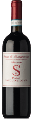 25,95 € 免费送货 | 红酒 Poderi Sanguineto D.O.C. Rosso di Montepulciano 托斯卡纳 意大利 Canaiolo, Prugnolo Gentile, Mammolo 瓶子 75 cl