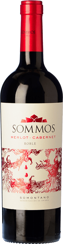 6,95 € Free Shipping | Red wine Sommos Oak D.O. Somontano Aragon Spain Tempranillo, Merlot, Cabernet Sauvignon Bottle 75 cl