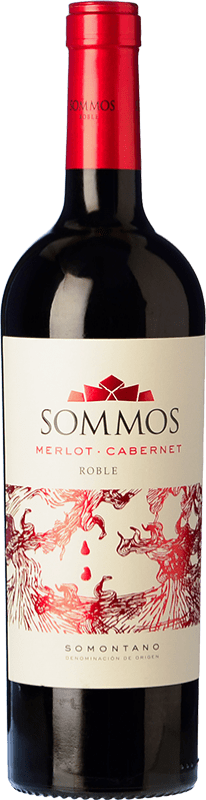 7,95 € Бесплатная доставка | Красное вино Sommos Дуб D.O. Somontano Арагон Испания Tempranillo, Merlot, Cabernet Sauvignon бутылка 75 cl