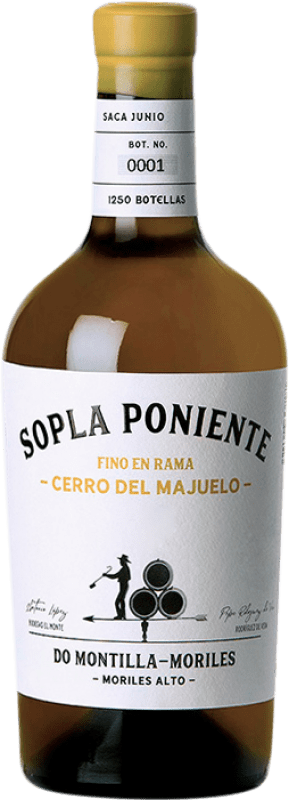 32,95 € Free Shipping | Fortified wine El Monte Sopla Poniente Fino en Rama Cerro del Majuelo D.O. Montilla-Moriles Andalusia Spain Pedro Ximénez Medium Bottle 50 cl
