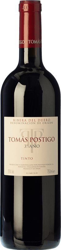 94,95 € Бесплатная доставка | Красное вино Tomás Postigo Tercer 3º Año D.O. Ribera del Duero Кастилия-Леон Испания Tempranillo — Темпранильо, Merlot — Мерло, Cabernet Sauvignon — Каберне Совиньон, Malbec — Мальбек Бутылка Магнум 1,5 L