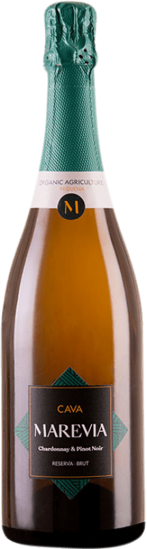 12,95 € Бесплатная доставка | Белое игристое вино Unión Vinícola del Este Marevia Brut — брют Резерва D.O. Utiel-Requena Сообщество Валенсии Испания Pinot Noir — Пино Нуар, Chardonnay — Шардоне Organic — Органический 75 cl