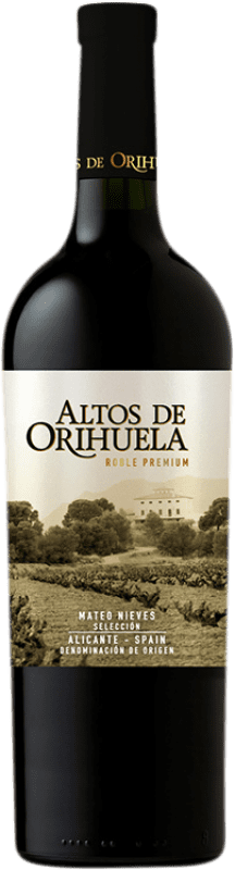 12,95 € 免费送货 | 红酒 Mateo Altos de Orihuela Premium 橡木 D.O. Alicante 巴伦西亚社区 西班牙 Monastrell 瓶子 75 cl